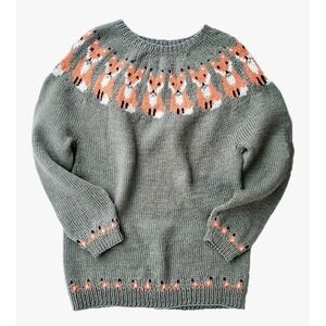 Gray Fox Sweater Woodland Cottagecore Pullover Women Small
